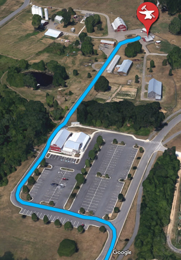 An aerial view of the route through the park.